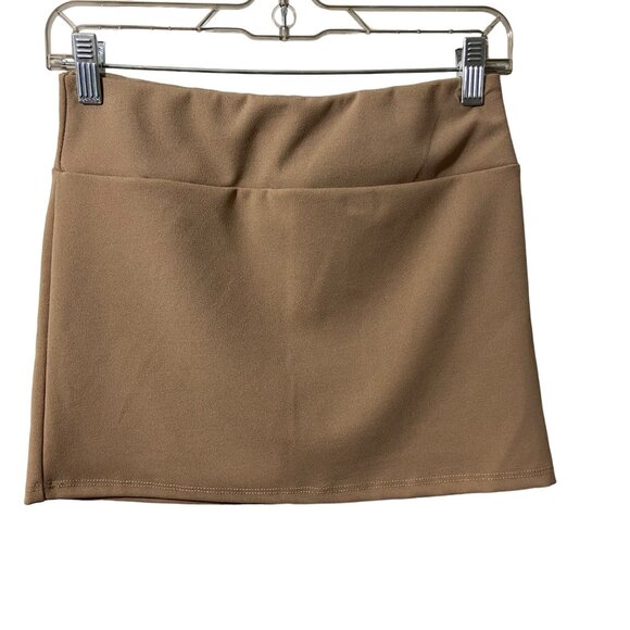 NO Comment NY. LA Women Skirt Size Small‎ Tan Cream Mini Elastic Waist Pull-On - Picture 1 of 6